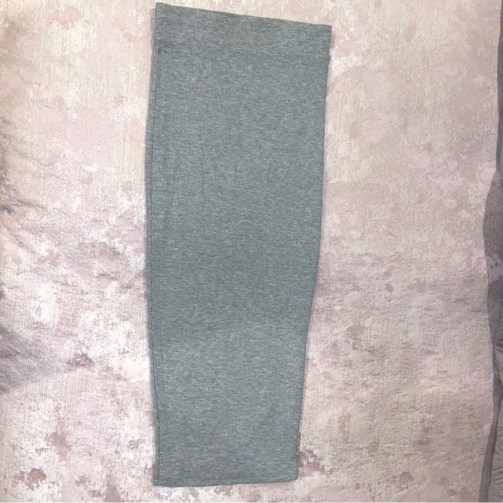 Naked Wardrobe ribbed pencil shaping gray baby snatched high waist skirt M